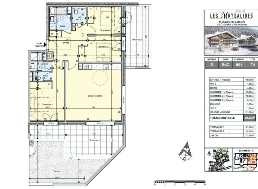 Discover this spacious T4 apartment located on the ground floor of the 'Les Chrysallides' residence in La Chapelle d'Abondance.