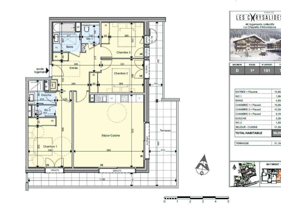 Discover this spacious T4 apartment in the prestigious Les Crysalides residence, located in La Chapelle d'Abondance.