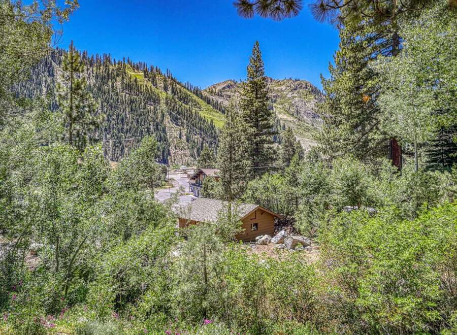 Nestled amidst a lush forest, this charming property offers a serene mountain retreat.