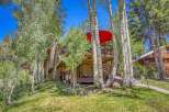 Nestled amongst mature aspen trees, this charming home offers a serene mountain retreat.