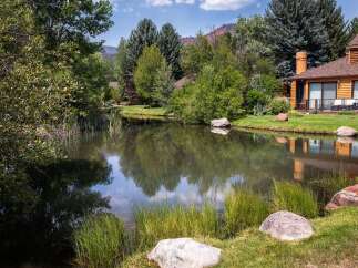 Experience serene living with this stunning property featuring a tranquil pond and lush greenery, perfect for relaxation and outdoor enjoyment.