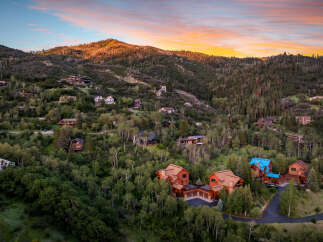 Nestled amidst a lush forest, this stunning mountain home offers breathtaking panoramic views and a serene escape.