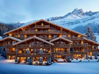 Experience unparalleled luxury in this magnificent ski chalet, nestled amidst snow-capped mountains.