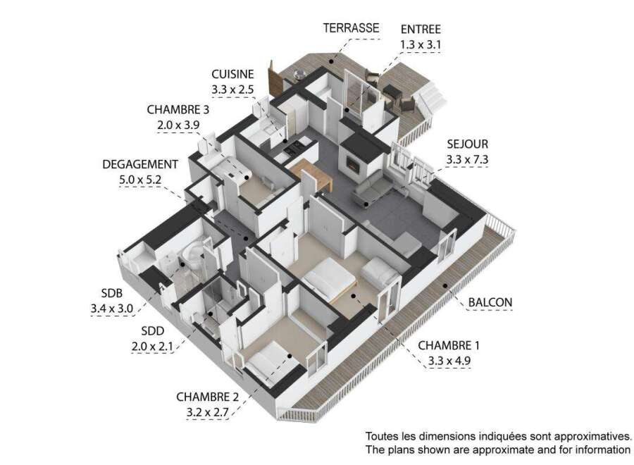 Discover this spacious 3-bedroom apartment featuring a large living area (3.