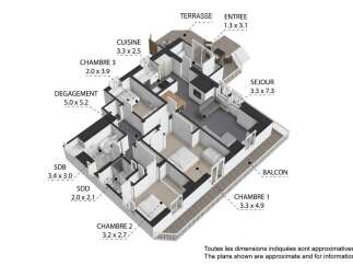 Discover this spacious 3-bedroom apartment featuring a large living area (3.