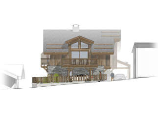 Discover this stunning mountain chalet featuring a rustic stone base and warm wooden exterior, perfect for a cozy retreat.