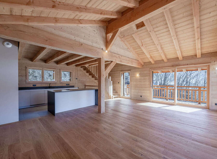 Experience rustic charm and modern comfort in this stunning wooden chalet.
