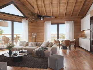 Experience luxury mountain living in this stunning chalet-style apartment.