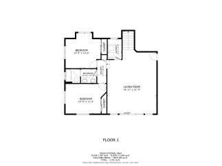 Discover this charming floor plan featuring two spacious bedrooms, a well-appointed bathroom, and a convenient laundry area.