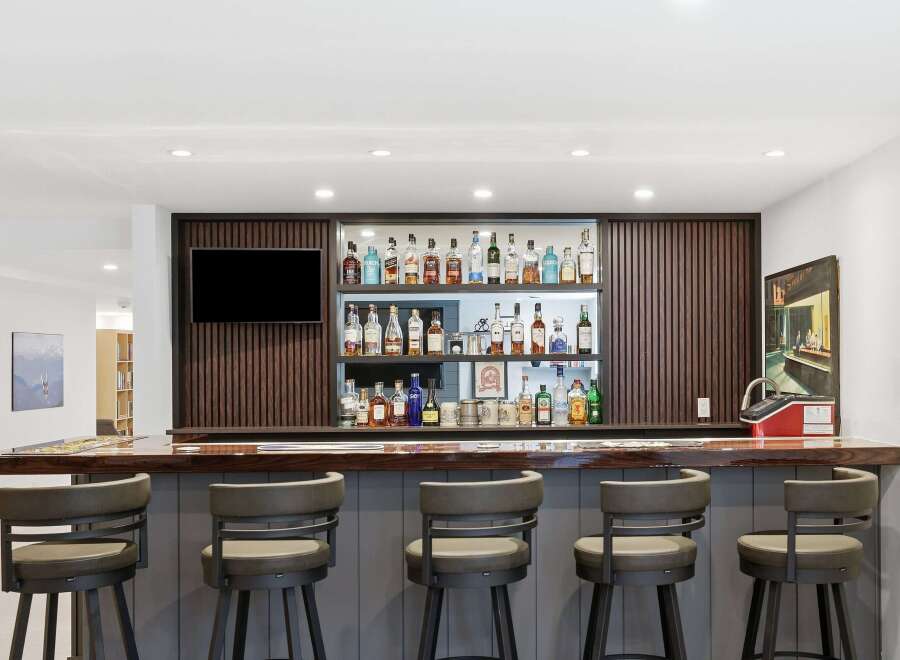 Step into this stylish home bar, perfect for entertaining guests.