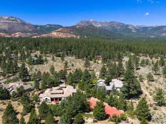 Nestled amidst a lush pine forest with stunning mountain views, this expansive estate offers unparalleled privacy and luxury.