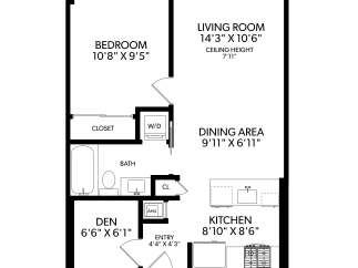 Discover this charming 615 sq ft main floor unit featuring a spacious living room, a well-appointed kitchen, and a comfortable bedroom.