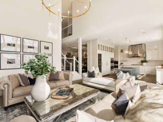 Experience luxury living in this stunning open-concept home, seamlessly blending a sophisticated living area with a gourmet kitchen.
