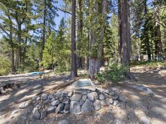 Discover Richardson Beach, a serene lakeside property nestled amongst tall pine trees.