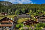 Nestled amidst the lush greenery and towering pine trees of the Alps, this charming chalet offers a serene mountain retreat.