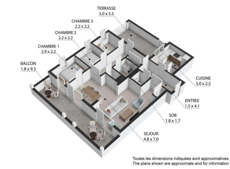 Discover this spacious apartment featuring three bedrooms, a large living area (4.