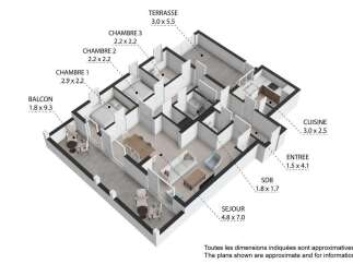 Discover this spacious apartment featuring three bedrooms, a large living area (4.