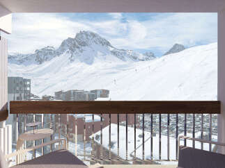 Experience breathtaking mountain views from this stunning balcony, perfect for enjoying your morning coffee or evening relaxation.