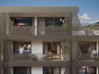 Experience modern living with stunning mountain views from these spacious balconies.