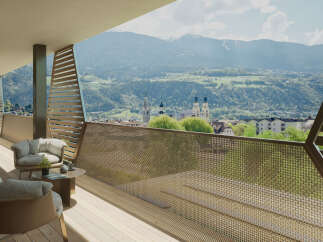 Experience breathtaking mountain views from this stunning balcony, perfect for enjoying your morning coffee or evening relaxation.