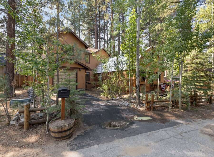 Nestled amongst tall pine and aspen trees, this charming property offers a serene mountain retreat.