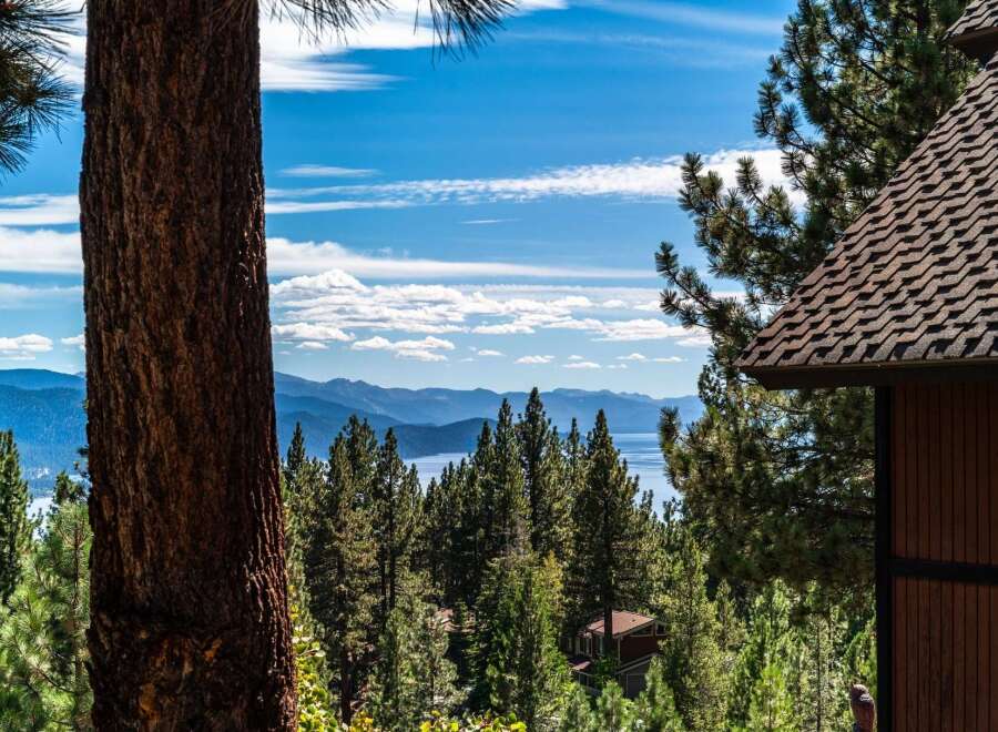 Experience breathtaking lake and mountain views from this stunning property, nestled amongst mature pine trees.