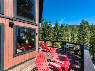 Enjoy breathtaking mountain views from this spacious deck, perfect for outdoor entertaining or quiet relaxation.