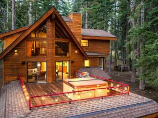 Experience ultimate relaxation in this stunning wooden cabin, nestled amidst a serene forest.