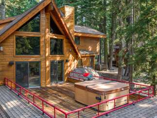 Experience ultimate relaxation in this stunning wooden cabin, nestled amidst a serene forest.