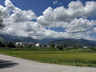 Discover serene living with this picturesque property, nestled amidst lush green fields and majestic mountains.