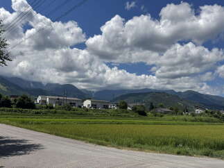 Discover serene living with this picturesque property, nestled amidst lush green fields and majestic mountains.