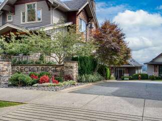 Welcome to Secret Ridge, a beautiful community featuring modern townhomes with stone accents and warm wood exteriors.