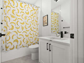 Brighten your bathroom with this playful banana-themed shower curtain, adding a pop of fun to your daily routine.