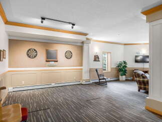 Enjoy a game of darts in this spacious common area, complete with two dartboards and a chalkboard for scoring.