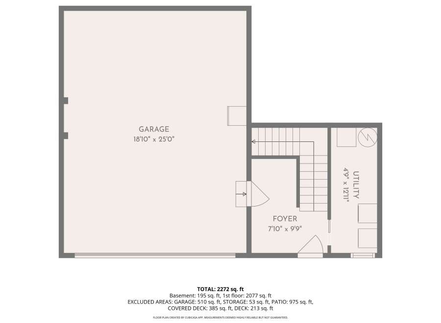 Discover ample space in this property featuring a large 18'10' x 25'0' garage, perfect for vehicles and storage.