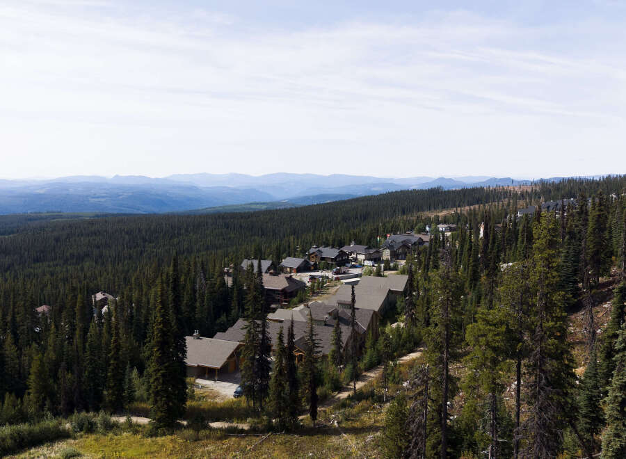 Discover luxury mountain living in this stunning property nestled amidst a dense evergreen forest.