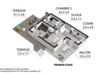 Discover this spacious first-floor apartment featuring a large terrace of 9.