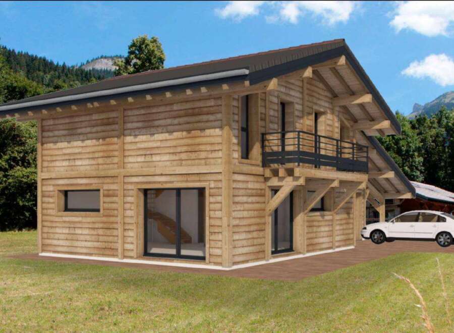 Experience rustic charm and modern living in this stunning wooden chalet, nestled amidst lush greenery and majestic mountains.
