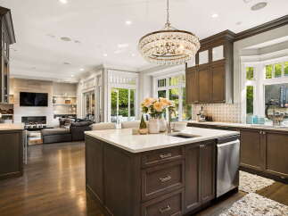 Experience luxury living in this stunning open-concept kitchen and living area.