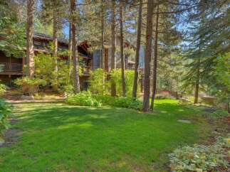 Nestled amongst mature trees, this stunning property offers a serene retreat with a beautifully manicured lawn perfect for outdoor enjoyment.