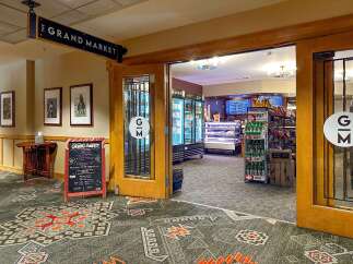 Discover The Grand Market, a convenient and well-stocked market offering a variety of grab-and-go options, including all-day breakfast and hot lunch sandwiches.