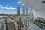 Enjoy breathtaking city and mountain views from this spacious balcony, perfect for relaxing or entertaining.