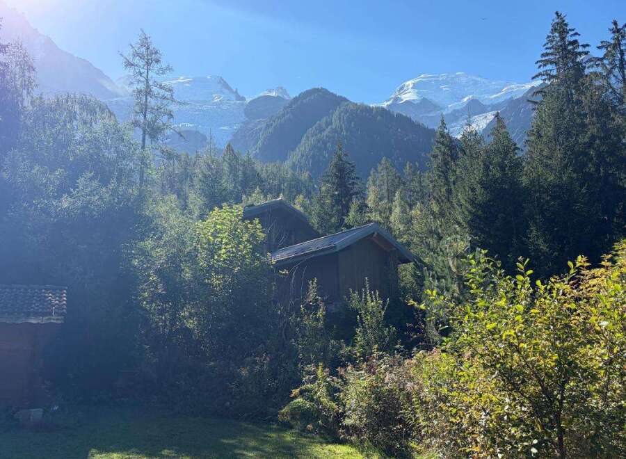 Nestled amidst lush greenery and towering trees, this charming property offers a serene mountain retreat.