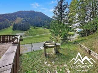 Enjoy breathtaking mountain views from this charming property, featuring a spacious wooden deck perfect for outdoor entertaining.