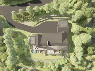 Experience luxury living in this stunning modern home, nestled amidst lush greenery and mature trees.