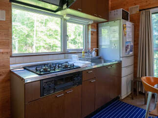 Discover a charming kitchen space featuring a gas stovetop and oven, perfect for preparing meals.