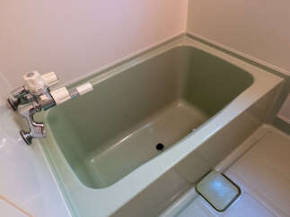 This image showcases a clean and functional bathtub area, perfect for a relaxing soak.