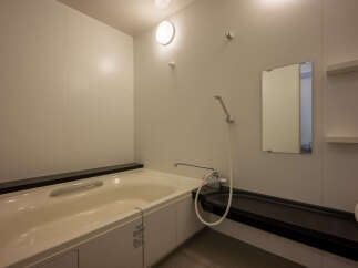 Experience ultimate relaxation in this modern bathroom featuring a deep soaking tub, perfect for unwinding after a long day.