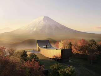 Experience unparalleled luxury in this architectural masterpiece, nestled amidst the breathtaking autumn foliage with Mount Fuji as its backdrop.