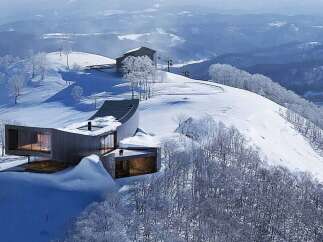 Experience unparalleled luxury in this modern mountain retreat, nestled atop a snow-covered peak.